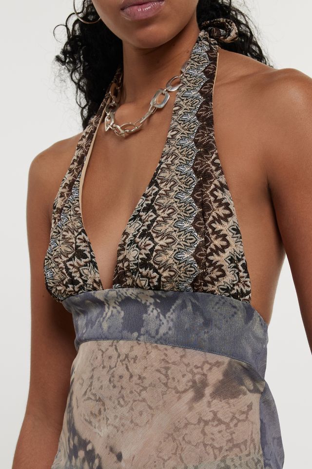 Silence + Noise Jessa Flamestitch Halter Top #1