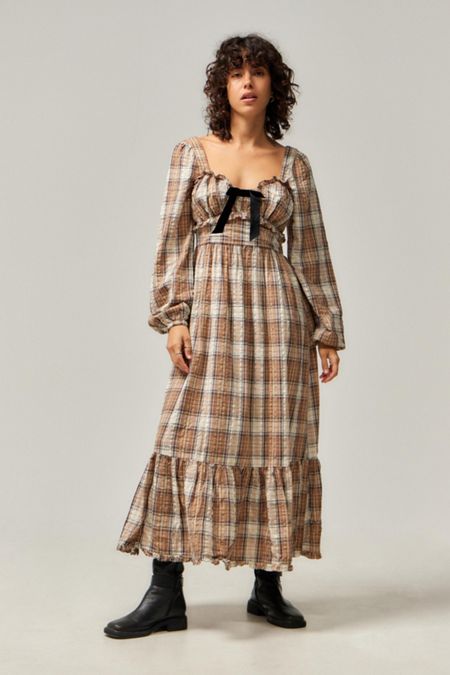 Sister Jane Cindy Check Bow Strap Midi Dress | Urban Outfitters Sister Jane Cindy Check Bow Strap Midi Dress | Urban Outfitters