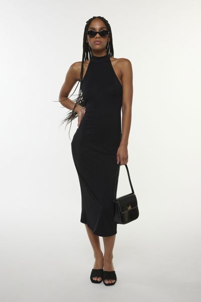 Silence + Noise Kaley Mock Neck Halter Midi Dress