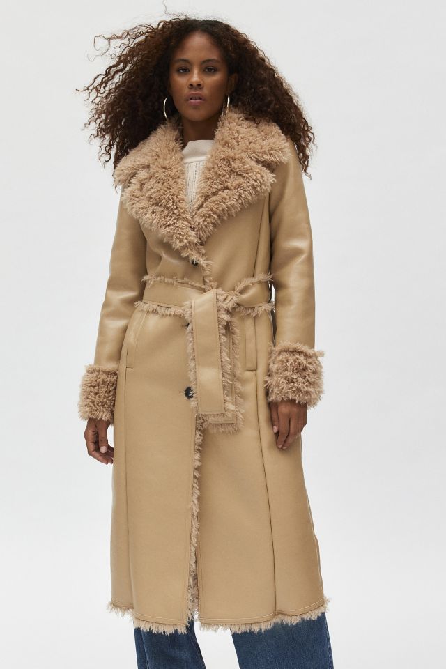 Silence + Noise Faux Leather Trench Coat