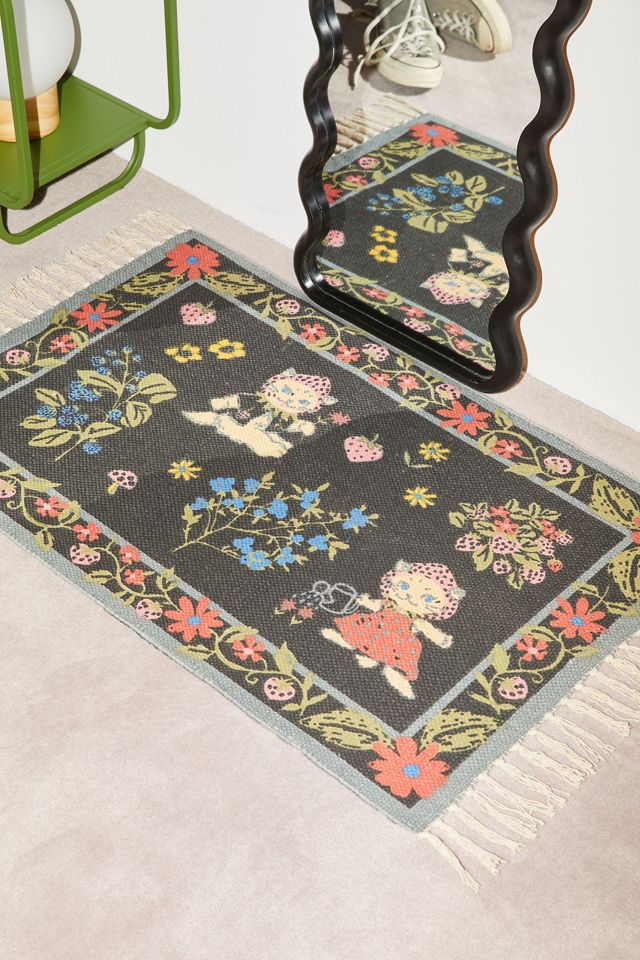 Strawberry Cat Printed Rug | Urban Outfitters Strawberry Cat Printed Rug | Urban Outfitters