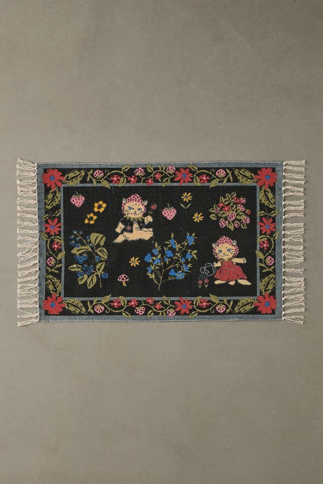 Strawberry Cat Printed Rug #1