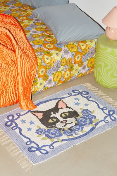 Cat Bouquet Printed Rag Rug