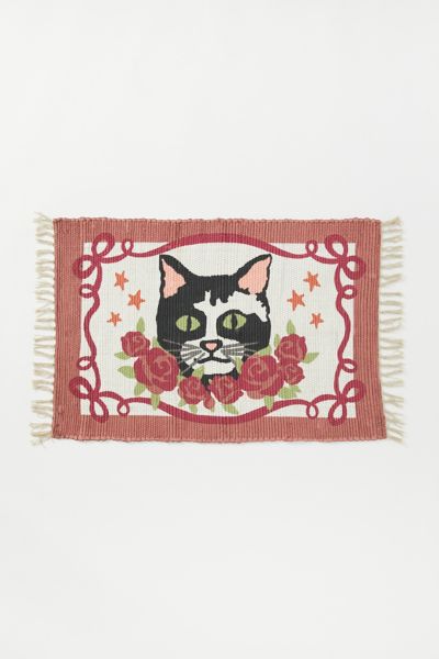 Cat Bouquet Printed Rag Rug