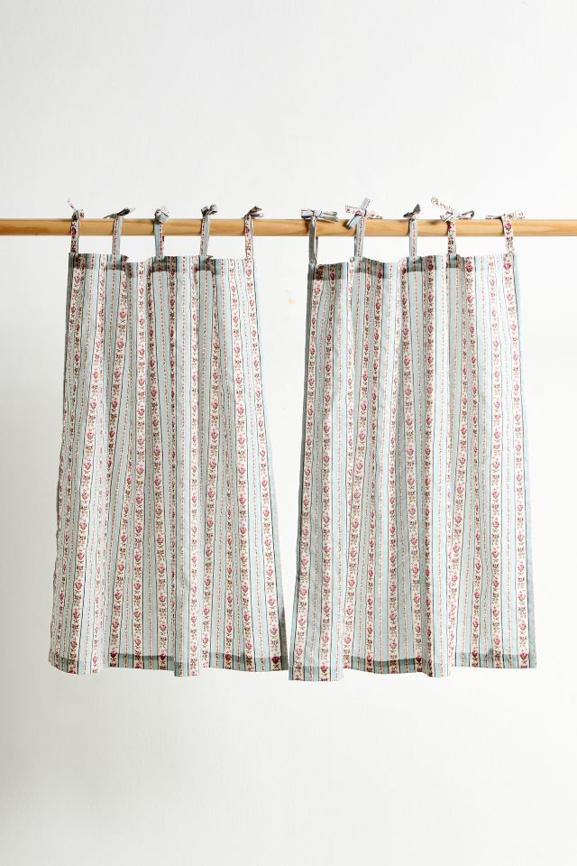 Paige Stripe Floral Café Curtain Set #1