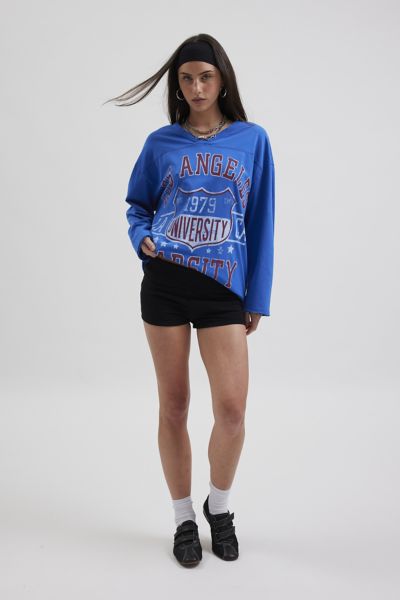 Vintage Varsity V-Neck Long Sleeve Graphic Tee