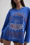 Varsity Vintage Graphic V-Neck Long Sleeve Tee