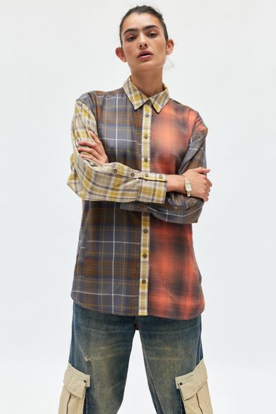 BDG Rick Spliced Boyfriend Flannel Shirt