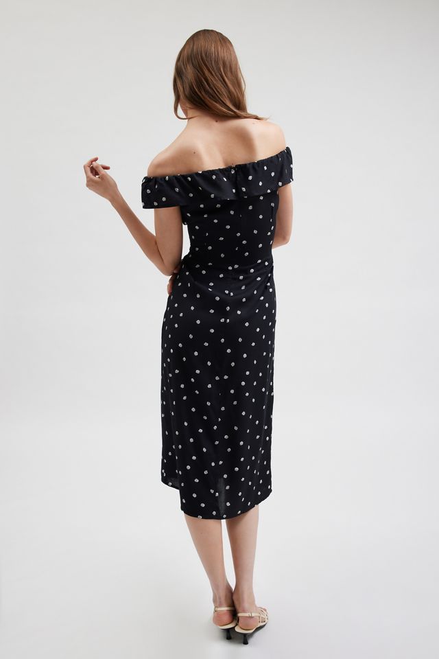 ruffle off shoulder midi dress Ladies Dresses Frill Cold Shoulder Midi Dress Summer Smocked Dresses For  Women's Off The Shoulder Ruffle