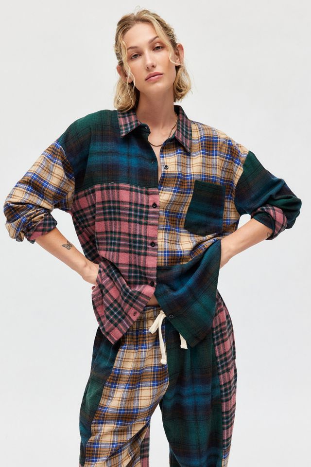 Out From Under Spliced Check Flannel Oversized Shirt | Urban Out From Under Spliced Check Flannel Oversized Shirt | Urban