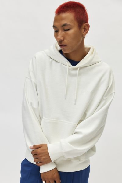 STANDARD CLOTH FOUNDATION REVERSE TERRY HOODIE SWEATSHIRT IN WHITE AT URBAN OUTFITTERS 