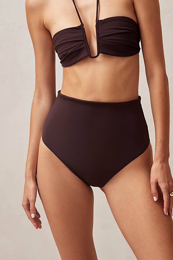 Shop Alohas Costa High-waisted Bikini Bottom In Brown, Women's At Urban Outfitters