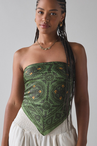 Retro Silky Bandana in Olive, Women's at Urban Outfitters
