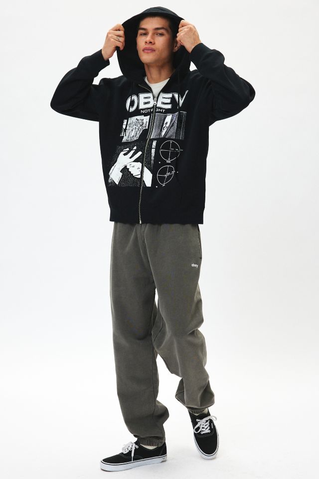OBEY Not Right Full Zip Hoodie Sweatshirt #1