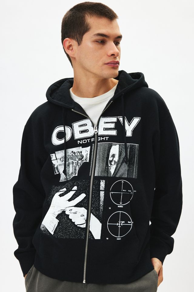 OBEY Not Right Full Zip Hoodie Sweatshirt #2