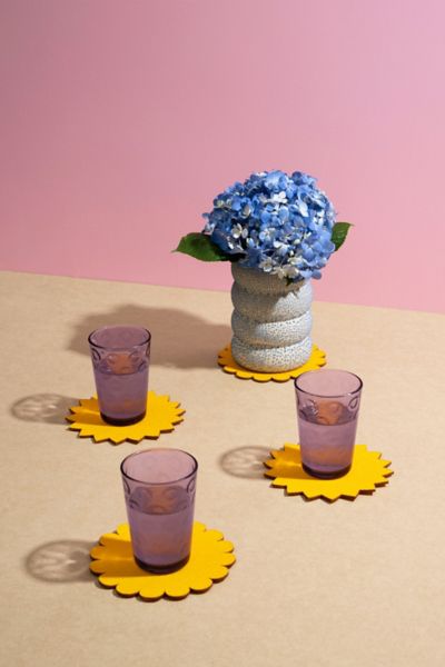 Shop Atelier Saucier Sunburst Felt Coaster Set In Sunburst At Urban Outfitters