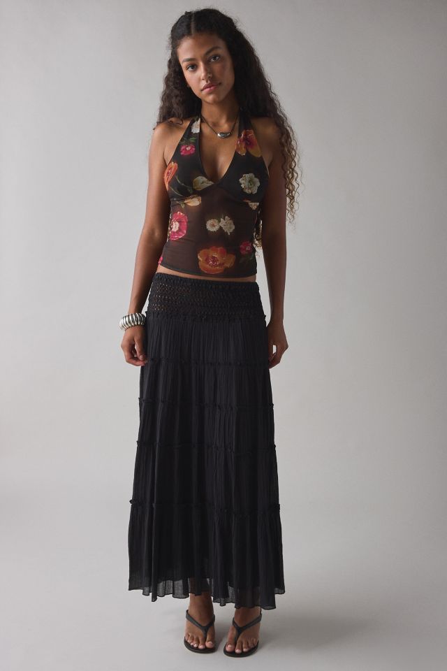 Silence + Noise Camellia Mesh Halter Top