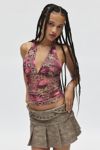 Silence + Noise Camellia Mesh Halter Top