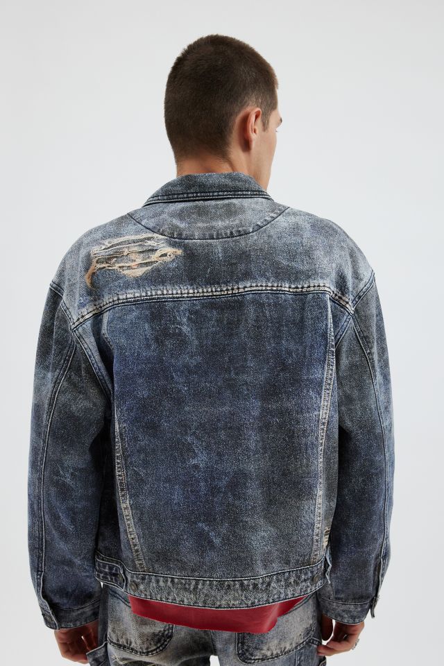 GUESS ORIGINAL Printed Mending Denim Jacket