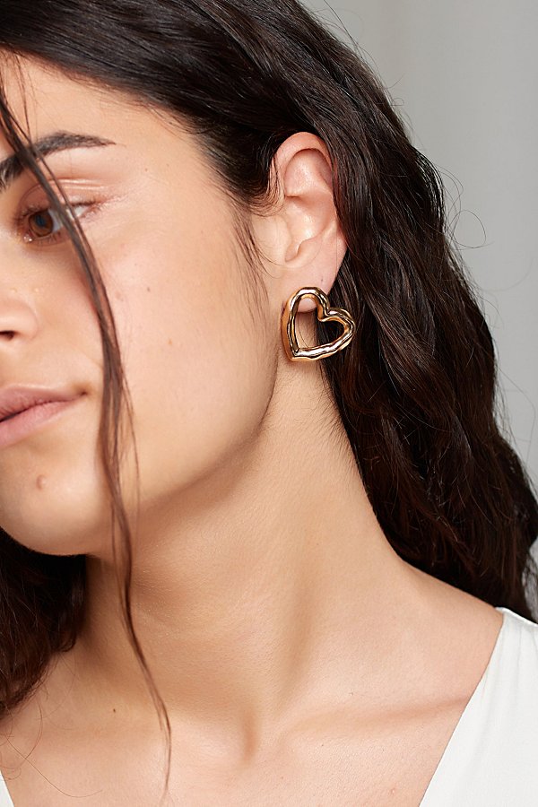 Shop Deux Lions Jewelry Lulu Heart Earrings In Gold, Women's At Urban Outfitters