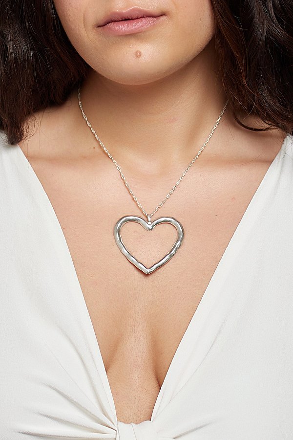Shop Deux Lions Jewelry Lulu Heart Necklace In Silver, Women's At Urban Outfitters