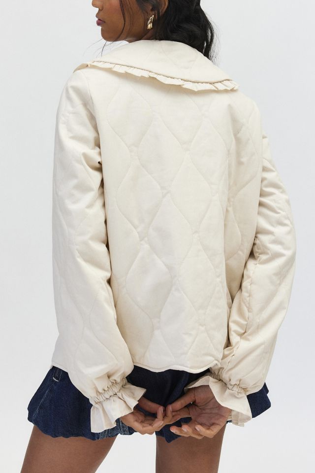 Neon Rose Embroidered Bow Tie-Front Quilted Jacket #2