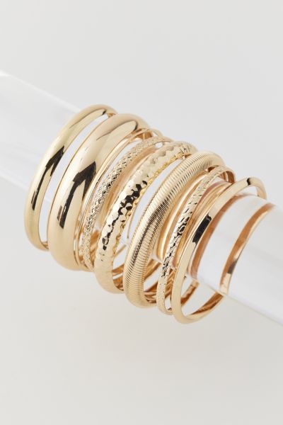 Urban Outfitters Textured Bangle Bracelet Set In Gold, Women's At  In Gold