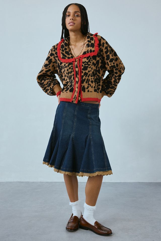 トップス Leopard Rose flower motif knit cardigan Leopard Rose flower motif knit cardigan – Treat Ürself