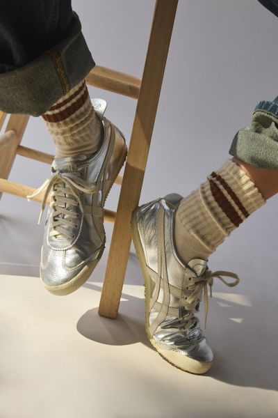 Shop Urban Outfitters Athletic Striped Scrunch Crew Sock In Cream/brown Stripe, Women's At