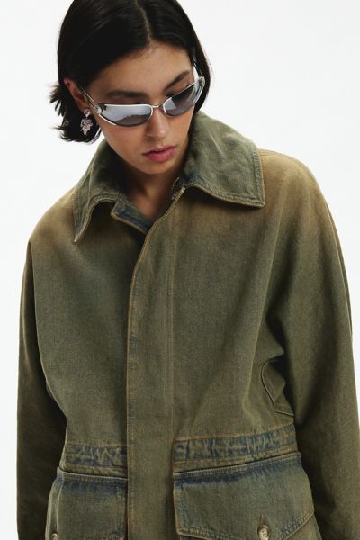 Trunk Project Khaki Drawstring Longline Denim Jacket