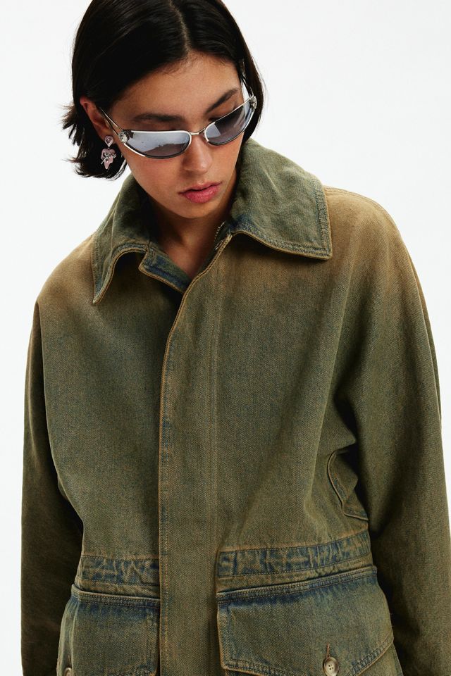 Trunk Project Khaki Drawstring Longline Denim Jacket | Urban Outfitters