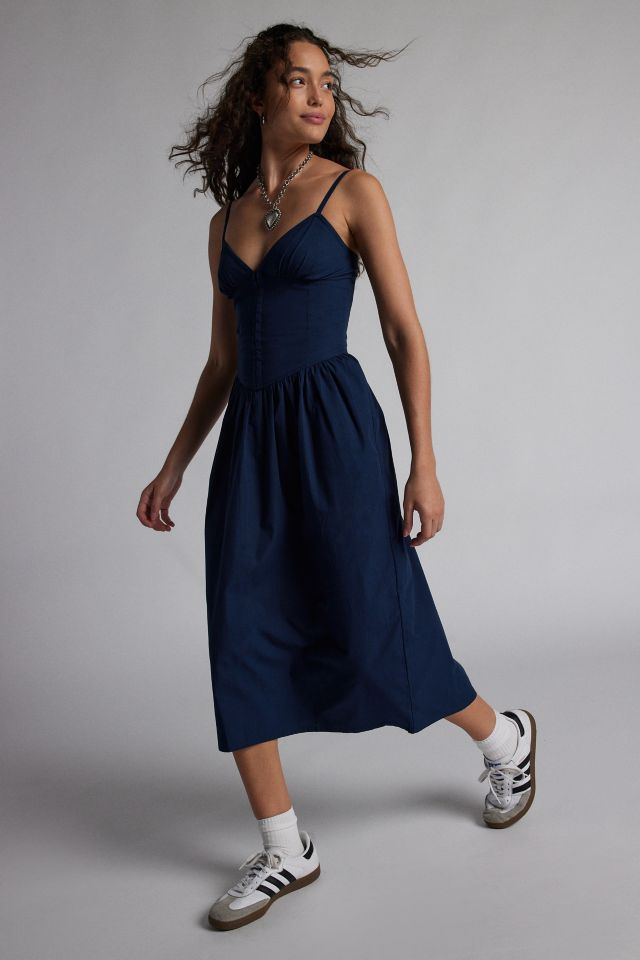 Motel Krista Poplin Drop Waist Midi Dress #3
