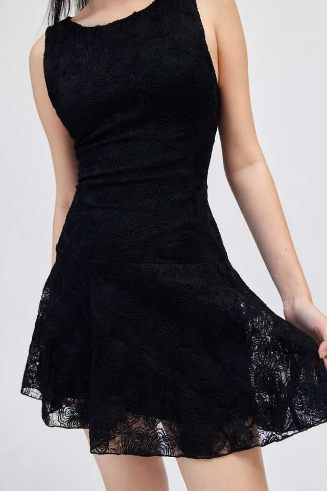 knee length dresses for ladies Black Lace Mini Dress