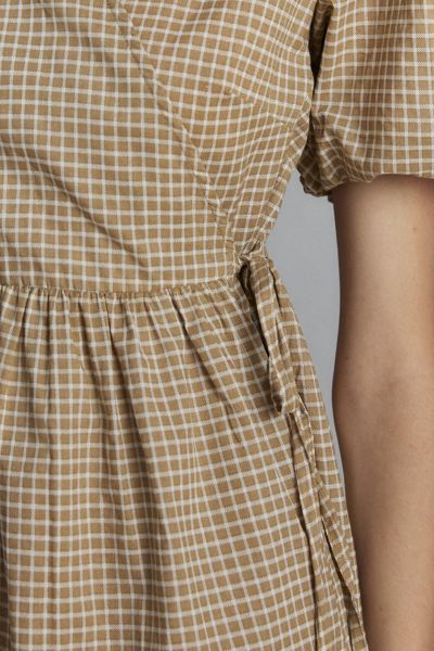 Wednesday Girl Beige Gingham Mini Dress