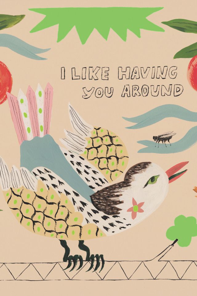Red Cap Bird and Fly Friendship Greeting Card #1