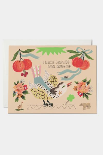 Red Cap Bird and Fly Friendship Greeting Card