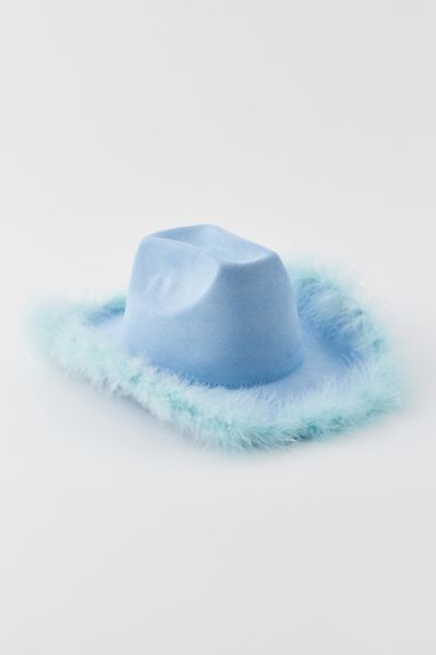 8 Other Reasons Faux Fur Cowboy Hat In Icey Blue, Women's At Urban Outfitters