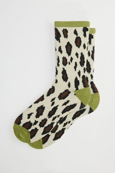 Marled Leopard Crew Sock