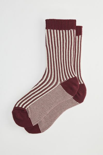 Pinstripe Knit Crew Sock