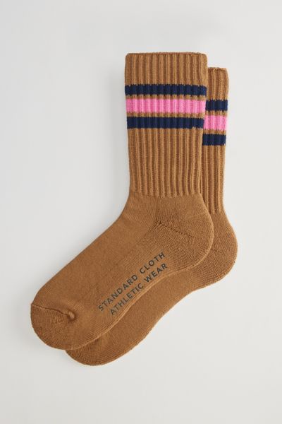 Standard Cloth Athletic Stripe Crew Sock In Gold, Men's At Urban Outfitters In Gold