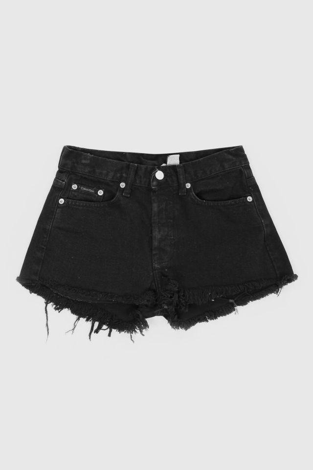 Vintage 90s Calvin Klein Low Rise Black Distressed Shorts | Urban ...