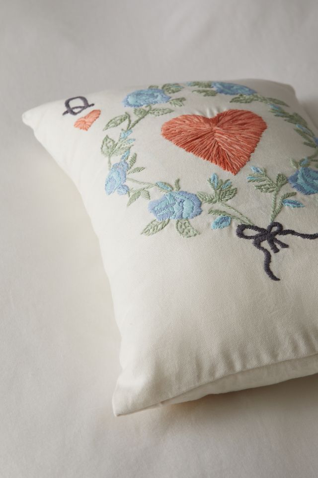 Queen Of Hearts Embroidered Throw Pillow #2