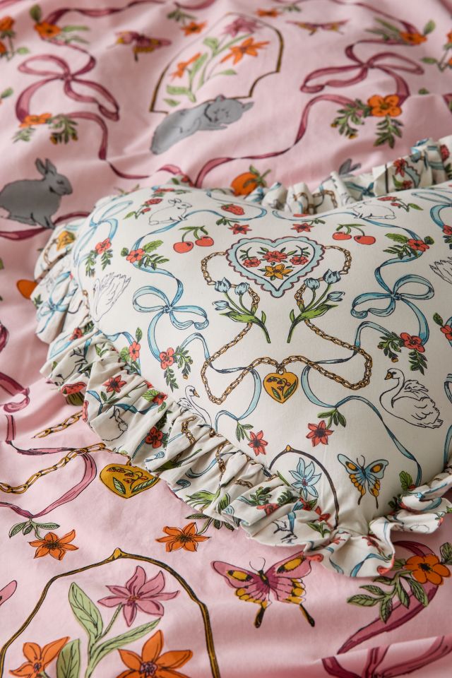 Ruffle Heart Cotton Throw Pillow #1