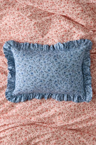 Urban Outfitters Cotton Ruffle Bolster Pillow In Blue Clarissa At