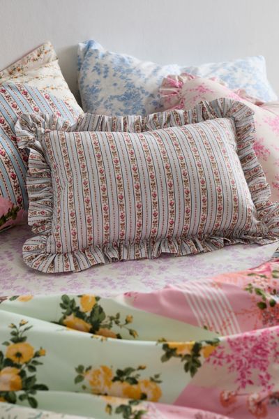 Urban Outfitters Cotton Ruffle Bolster Pillow In Cottage Blue At  In Multi