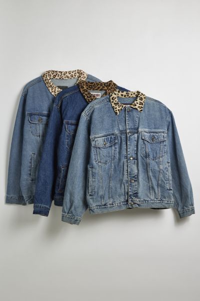 Urban Renewal Remade Leopard Collar Denim Jacket