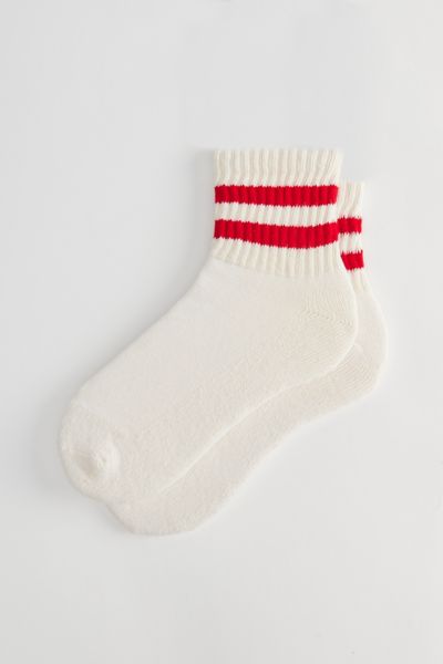 American Trench Retro Stripe Quarter Crew Sock In Red, Men's At Urban Outfitters In Neutral