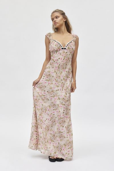 slim fit dress slacks Moment Of Beauty Lace Up Floral Maxi Dress