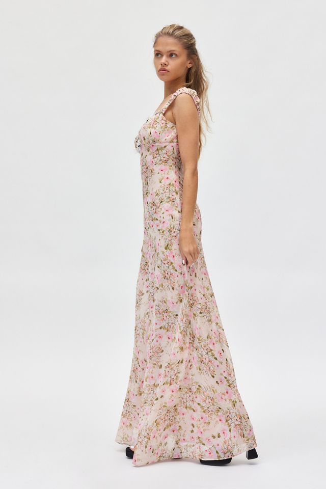 For Love & Lemons Emmaline Floral Lace Trim Maxi Dress | Urban Outfitters