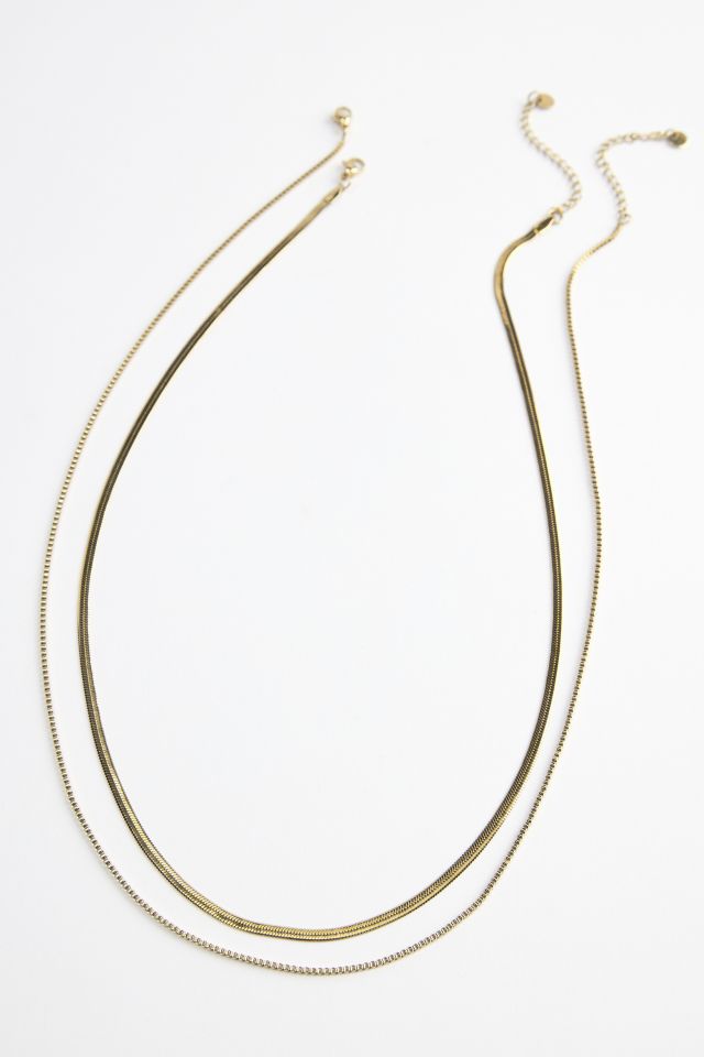 Snake Chain Stainless Steel Layered Necklace Set #1